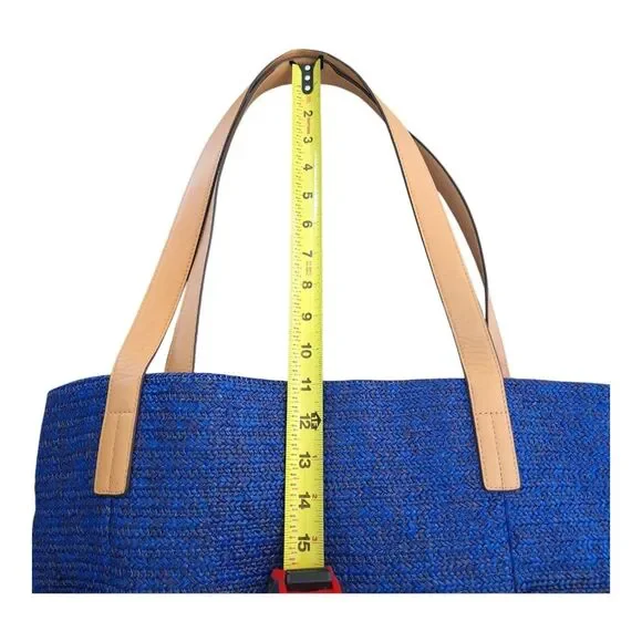 Vera Bradley Large Bag North South Straw Tote Blue Lyst Beach Bag Embroidered - Picture 6 of 15